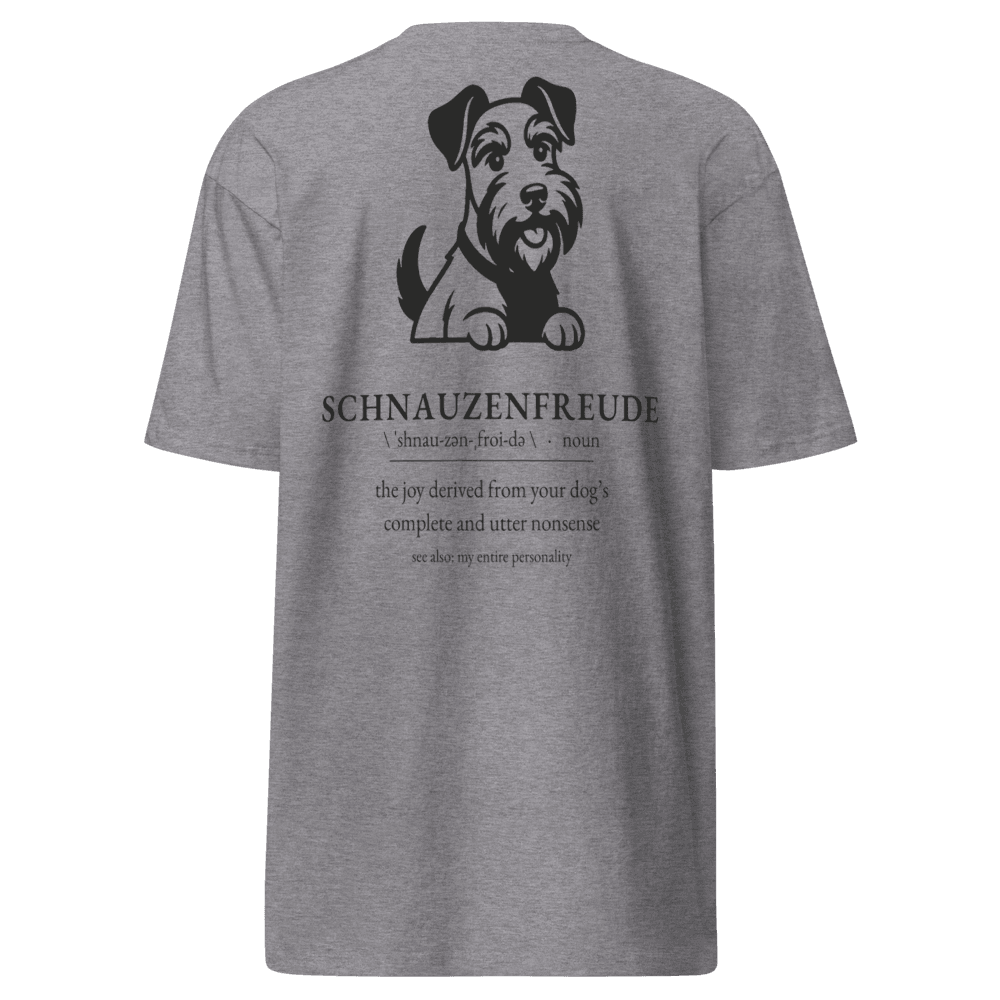 Schnauzenfreude "The Joy" — Men's Premium Heavyweight Tee — Carbon Grey (back)