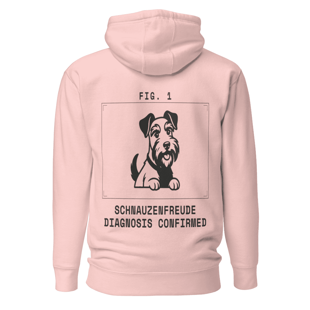 Schnauzenfreude "Diagnosis Confirmed" — Cotton Heritage Fleece Hoodie — Light Pink (back)